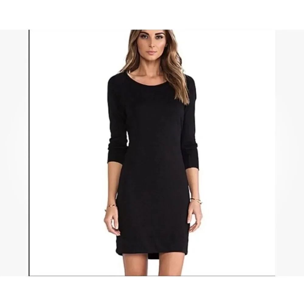 James Perse Black Sweatshirt Midi Dress size 2/M Capsule Wardrobe Minimalist